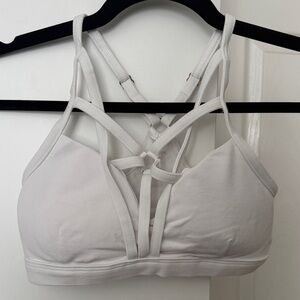 Bombshell Sportswear White Strappy Sports Bra with Decorative Front Detail